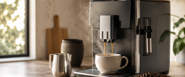 Freshly prepared coffee in a home kitchen